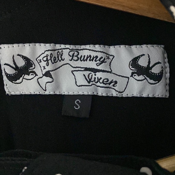 Hell Bunny - Suzy Parker Black with White spotted Dress - size Small - Picture 7 of 9